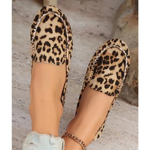 NIB XIUXIAN Leopard Print Casual Canvas Slip-On Loafers, sz 40 - Picture 2 of 10